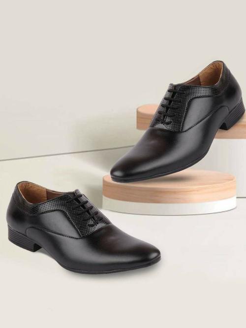 FAUSTO Men Black Formal Lace-Up Oxford Shoes (10 UK)