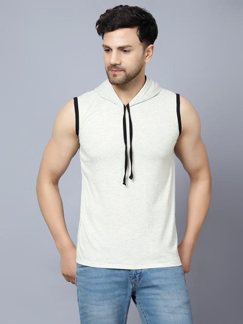 Diaz Cream Men's Cotton Hooded Sleeveless Cotton T-Shirt