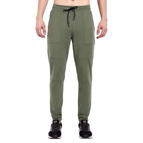 ONE SKY Track Pant for Men, Versatile Joggers, Breathable Cargo Lower, Durable Sports Trackpants, Stretchable Waistline & 2 Pockets, Cotton+Polyester+Spandex Loungewear, Easy Care Night Pant (Olive)