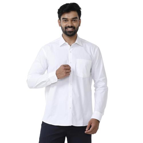 UATHAYAM White Power Cotton Full Sleeve Solid Slim Fit Trending White Formal Shirt for Men Pack of 1