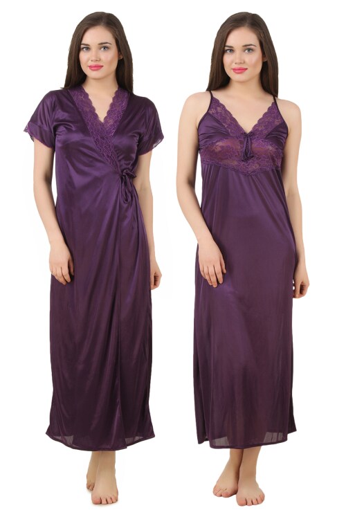 Fasense Women Satin Nightwear Sleepwear Robe & Nighty Set, GT005 JioMart