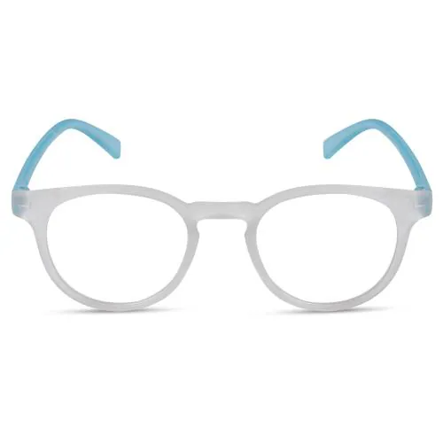Freddy Matte Off White-Blue Stick Full Rim Round Frame Suitable For Men and Women