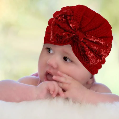 Baby Moo Partywear Red Turban Cap