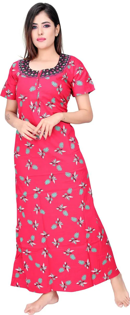 Buy Loody'S Women Pink Pure Cotton Night Dress (Free Size) Pure
