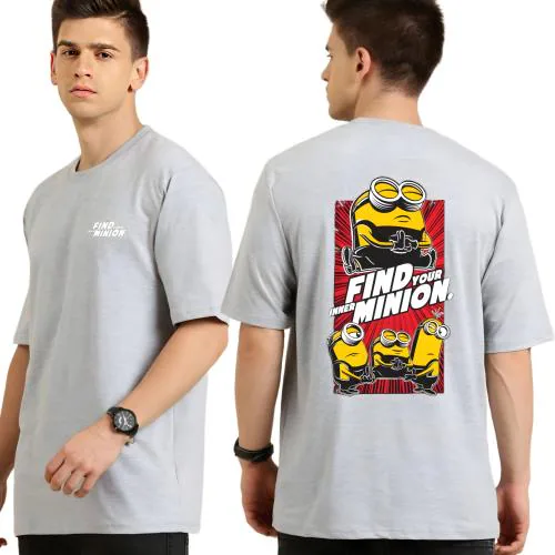 Cloflix Men Grey Cotton Tshirt/ Tshirt For Men/ Tshirt/ Oversize Tshirt/ Mens Tshirt/ Printed Oversize T-Shirt For Men