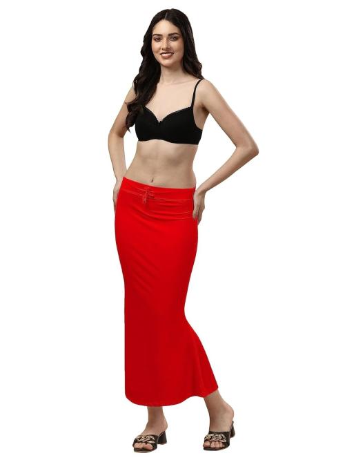 WOO THING Saree Shapewear Petticoat Stretchable Thigh & Hip Shaper Saree Silhouette Shapewear for Women-RED-XL