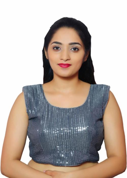 Neonshy Women Grey Readymade Saree Blouse