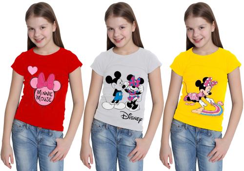 KUCHIPOO Girls Regular Fit Cotton T-Shirts Pack of 3 Disney-TSHRT-0378, Multi-Colored | Tshirt | Kids Wear | T shirt for kids | Girls t tshirts | T shirt for Girls | T shirt | Girl T-shirt | T-shirt Girls