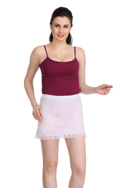 SPLASH Women White Half Skirt Slip S_White