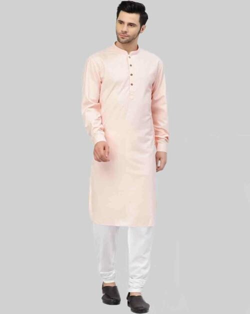 MOHANLAL SONS Men Pink Pure Cotton Kurta with Churidar