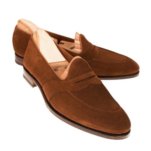 The Royale Peacock Tan Suede Leather Penny Loafers for Men (Tan)
