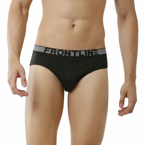 Rupa Frontline Men's Charcoal Solid 100% Cotton Briefs