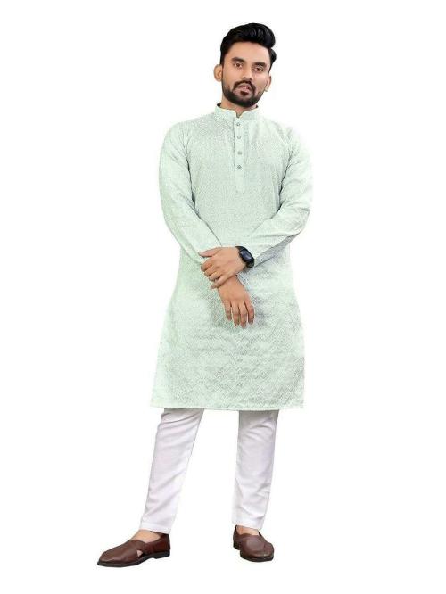 ROZLAND Men's Chikankari Kurta Set for Men