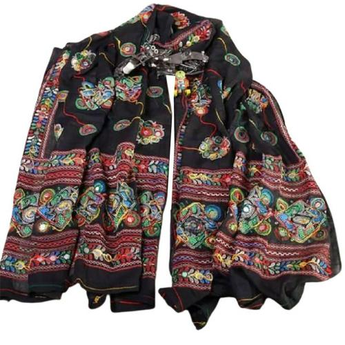 KKC -KIANA DRESSES Women Multicolor Embroidered Cotton Blend Dupatta