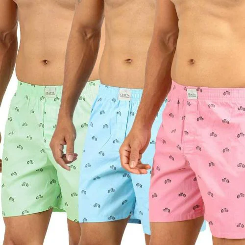 SUPERSQUAD Men Multicolor Printed 100% Cotton Pack of 3 Boxers