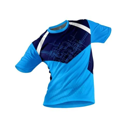 JJ TEES Polyester Half Sleeve Jersey with Round Collar and Digital Print All Over for Men (Color: Blue, Navy Blue and White)