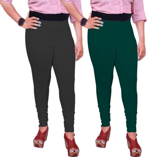 Belonas Women Multicolor Solid Cotton Lycra Blend Pack Of 2 Churidar Length Western Wear Legging (Xxl) Pack Of 2