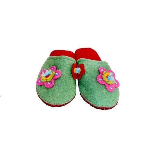 NAMDA CRAFTS Women's Wool Felt Slippers Felted Slippers Handmande Felted Slippers Light Green 10 UK