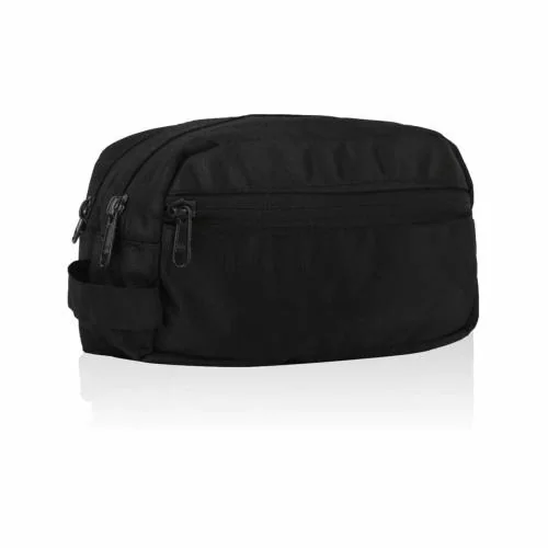 TRAVOOZ Cosmetic Bag Portable Travel Makeup Bag Black Double Zipper Organizer Kit for Men & Women