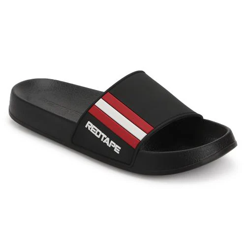 Red Tape Men Black Sliders