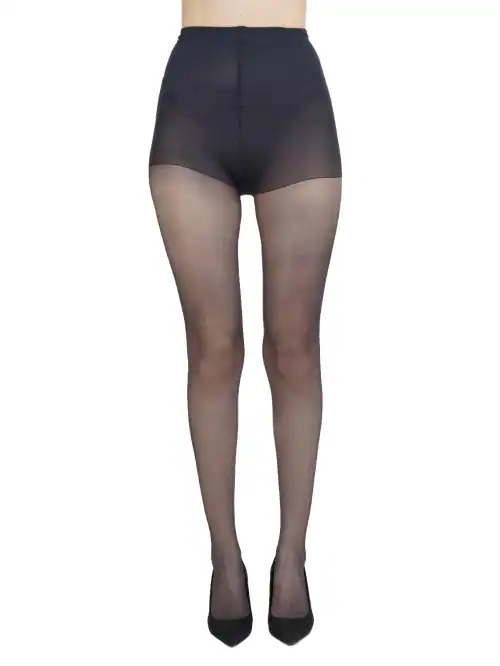 N2S NEXT2SKIN Women's Sheer Transparent Low Denier Pantyhose Stockings (Black)