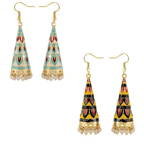 Yellow Chimes Gold Plated Traditional Meenakari Jhumka Set Dome Shaped Jhumka Earring Multicolor for Girls and Women
