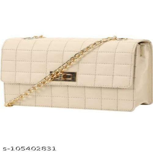 Sakrit Collections Cream Trendy Side Sling bag Women And Girls Sling Bag Handbag Purse Casual Daily Wear Plain And Solid