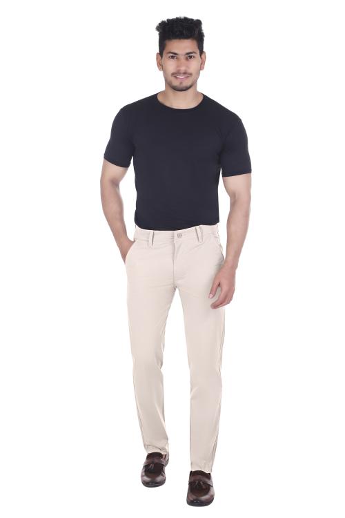 ZOOPLEX Men chinos Causal Cotton Pants Colour Cream Size 28