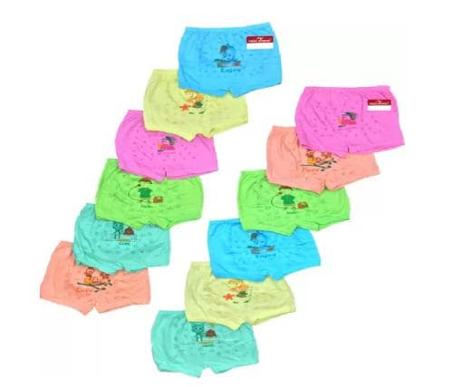 PRIDE APPAREL-Kids Unisex Cotton Multicolored trunks -Pack of 12