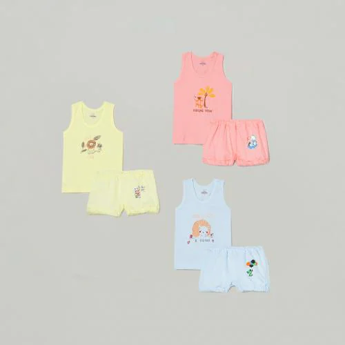 Boo Boo Club Multi-Coloured Cotton Briefs & Vests for Baby Girls & Boys | 3 Set | 18-24 Months