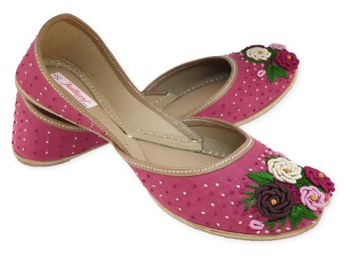 Fulkari Women's Maroon Genuine Soft Leather Jutti