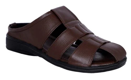 Royal Cruzz Synthetic Leather Brown Slip-on Sandals For Men
