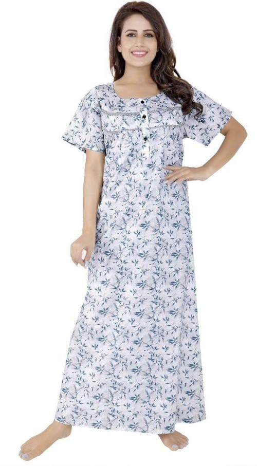Buy CON MELWATH Women Blue Printed Pure Cotton Nighty Free Size