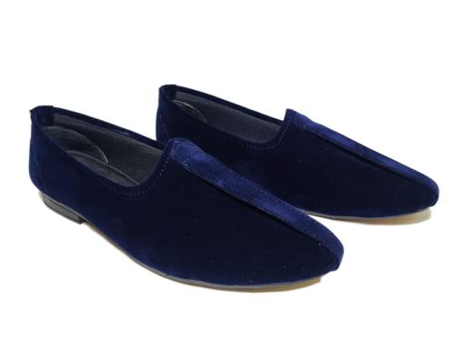 VELOUR INDIA Men's Jutti Navy Blue Velvet Mojari Loafers-7UK