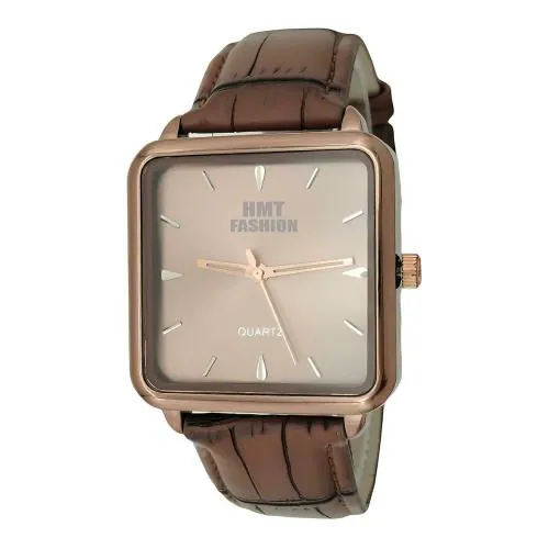 HMT FASHION Leather Strap Watch Square Dial 40mm Watch for Boys and Men HMTF1130 (Brown Strap - Brown Dial)