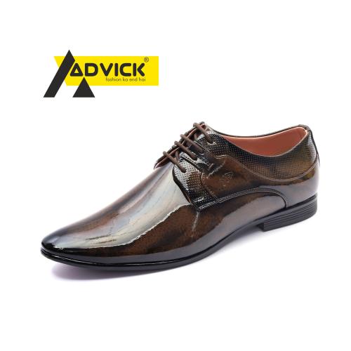 Advick Brown Formal Shoes Patent Shining Shoes Lace Up For Men