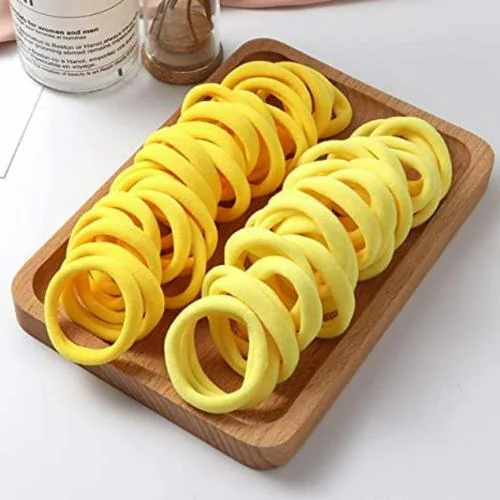 Diversa Hair Ties, Ponytail Holders for Thick Thin Hair, Elastic Hair Ties for Women, Girls, No Cease Nylon Hair Ties, Soft Seamless Hair Bands, No Damage (Yellow, Pack of 30 Ps)