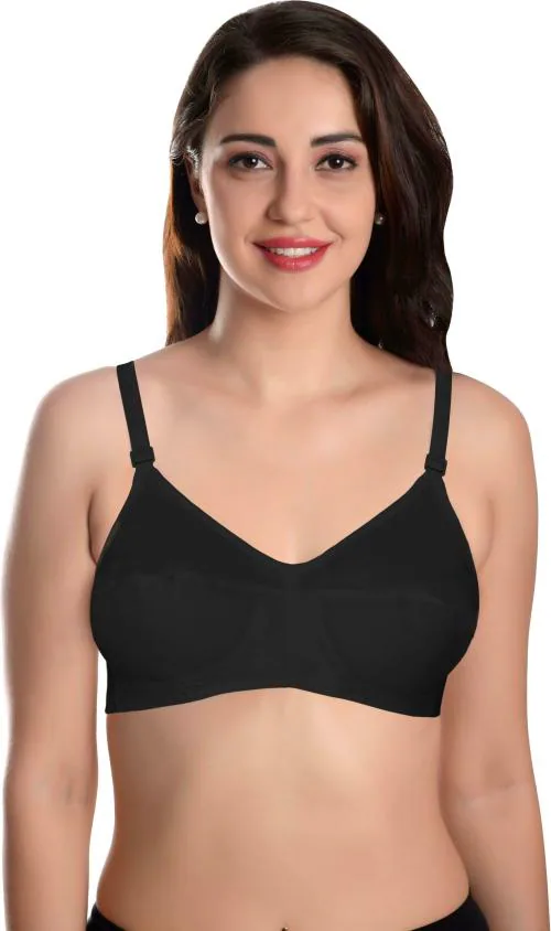 Featherline Women Black Solid Pure Cotton Non-Padded Bra (42B)