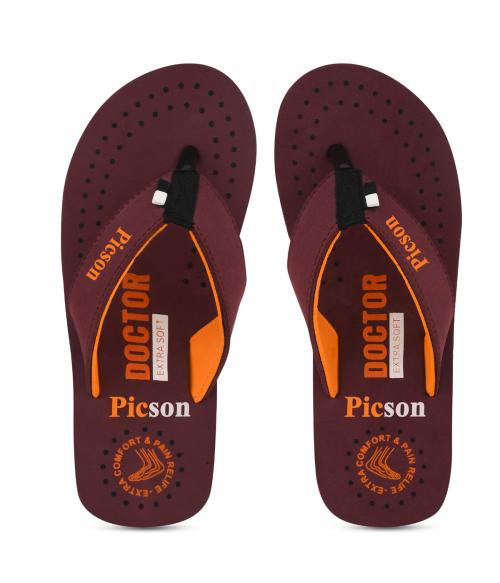 Piclite slippers flip flops for men fabrication chappal hawaii slipper soft ortho daily use slider footwear pack of 1 MH3-MAROON-10
