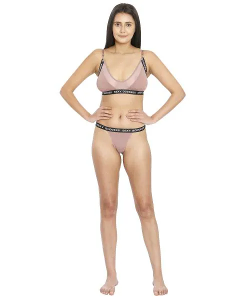 ILRASO LINDA PURPLE BRALETTE BRA AND THONG SET