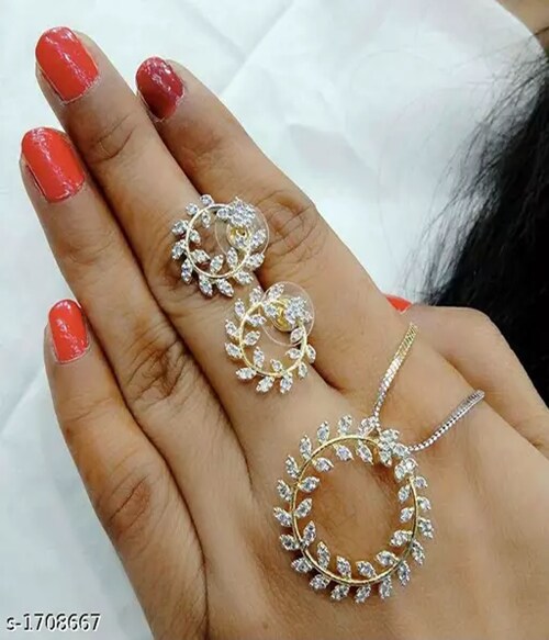 RIYA HANDICRAFT JEWELLERY American diamond Handmade Earrings