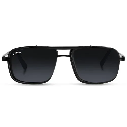 Royaltail Black Mebel Glass Square Nirvana Sunglasses for Men and Women