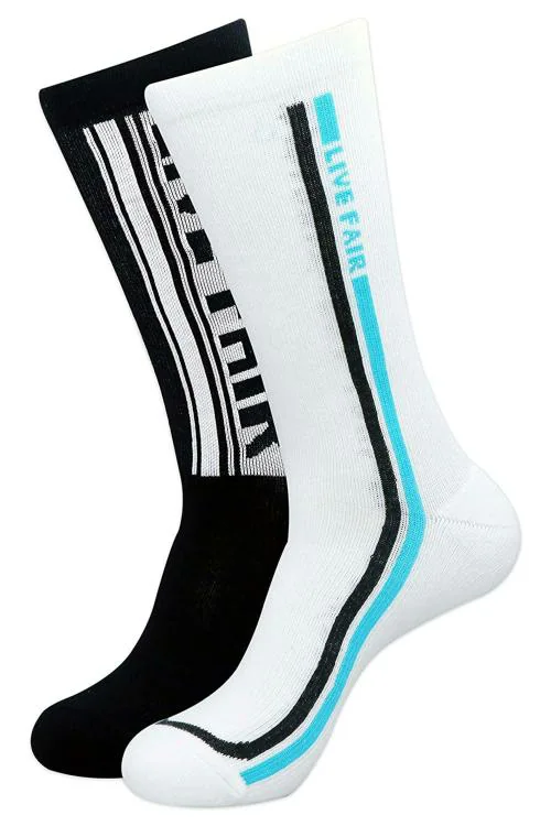 Balenzia Men Black, White Dyed Cotton Blend Pack of 2 Socks (Free Size)