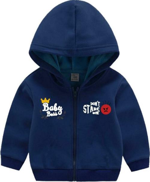 KIDDY STAR Baby Boy and Girl Navy Blue Solid Cotton Fleece Blend Sweatshirt - 0 to 6 Month