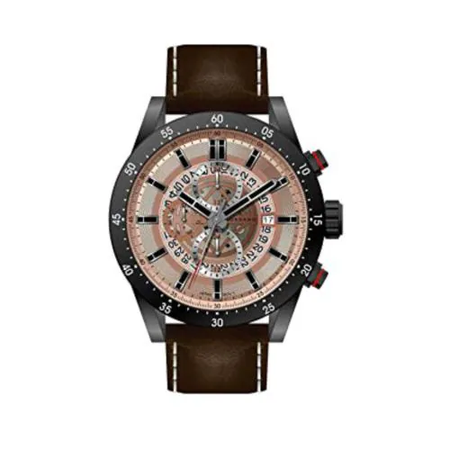 Giordano Analog Gold Dial Brown Strap Watch For Men