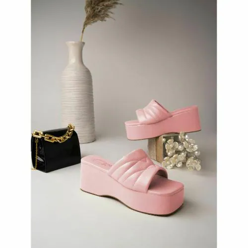 Shoetopia Retro Style Mauve Platform Heels For Women & Girls