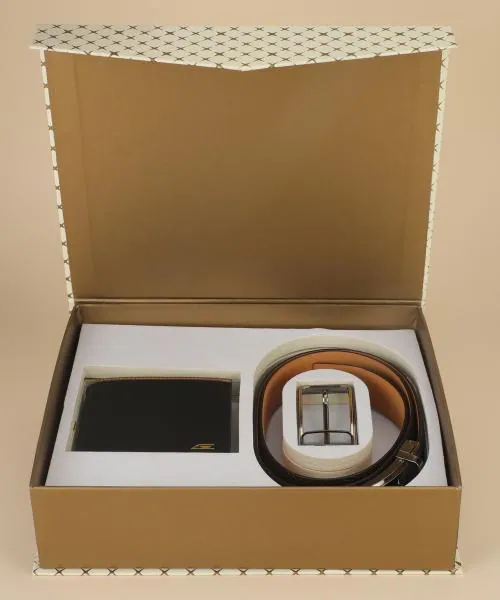 GIL Dark Brown Wallet and Belt & Buckle Combo Gift Set for Men | Formal & Casual Original Leather Belt and Wallet - 32