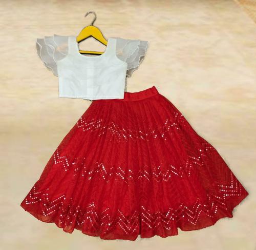 KedarFab Girls Red Woven Design PC Single Lehenga & Choli | Girls Lehenga Choli | Girls Ethnic Wear | Kids Ethnic Wear