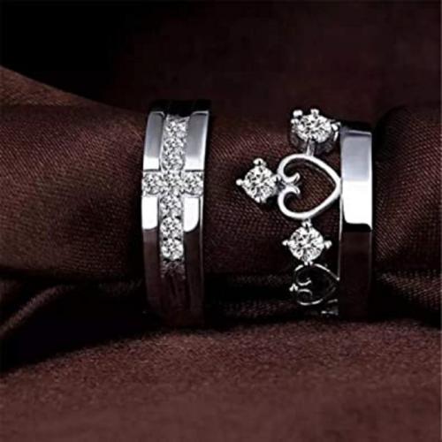 AJS Couple Ring Stainless Steel Jewelry Gift Comfort Fit Fashionable Ring For Couple (Pack of 2)