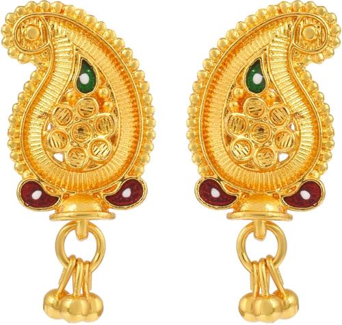 ADMIER Gold Plated Brass kairi mango Design traditional ethnic fashion Stud Earrings For Girls Women.